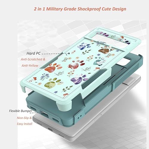 Miniatura 5 de Ftonglogy Funda para Google Pixel 7a 5G con protector de pantalla + protector de lente de cámara bonito diseño floral de flores para niñas y