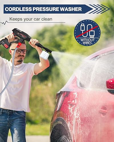 Miniatura 7 de Cordless Pressure Washer - MAX 1250 PSI Battery Powered Pressure Washer, 21V Portable Cordless Power Washer with Rechargeable 4.0Ah Battery for