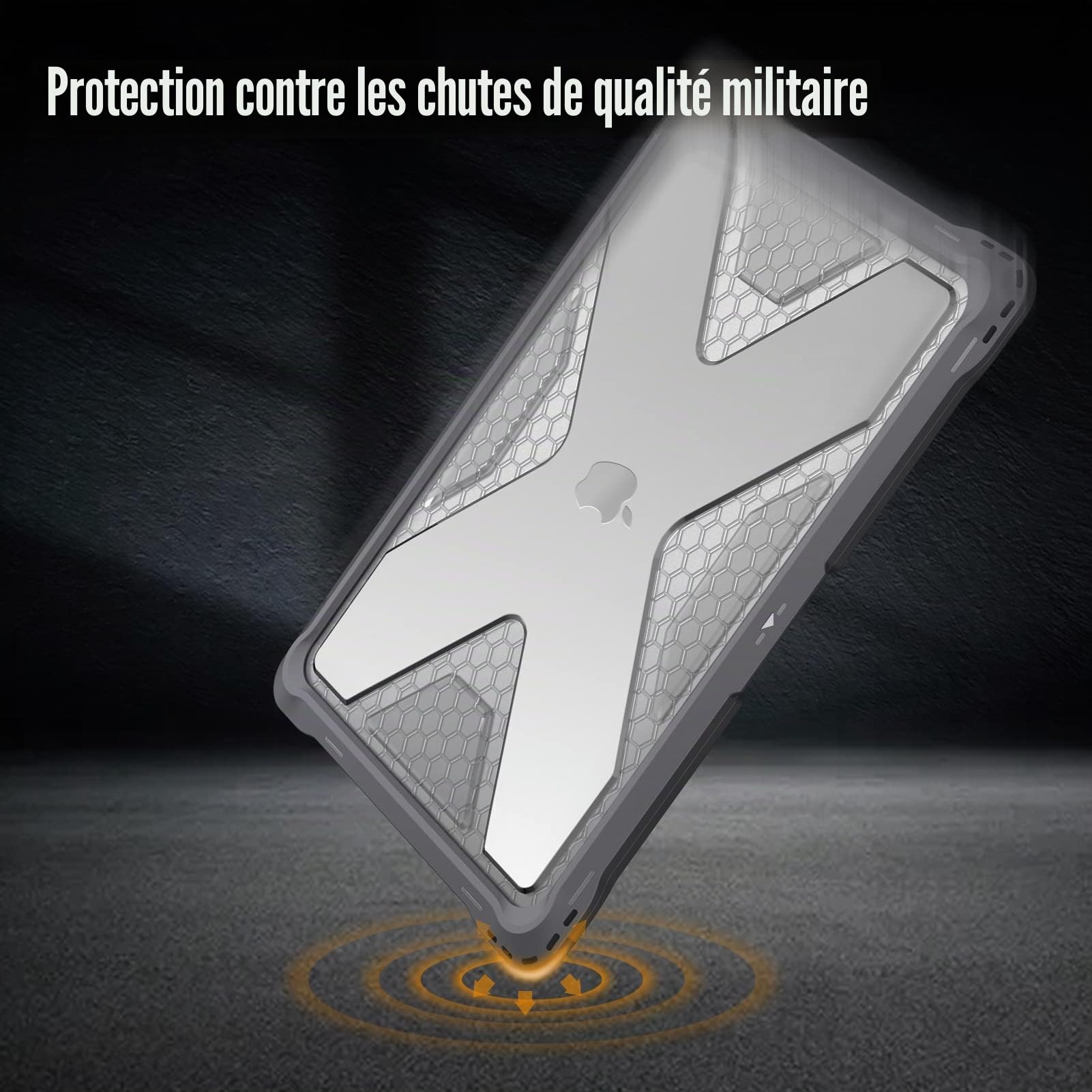 FINTIE Coque Compatible avec MacBook Air 13 2020 2019 2018, Modèles A2337 (M1) / A1932 / A2179, Etui Rigide Hybride Robuste Coque Transparente Antichoc en TPU Protection, Gris