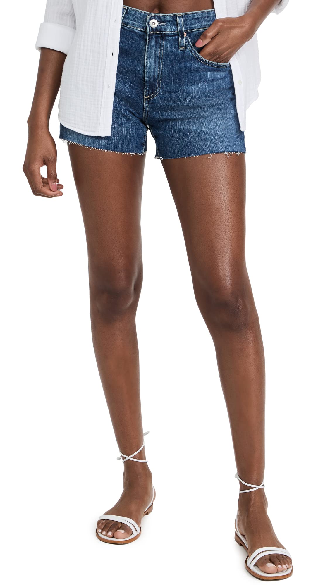 Short jean Hailey AG Adriano Goldschmied taille haute silhouette élancée