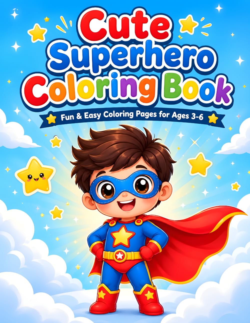 Cute Superhero Coloring Book: Cute, Simple & Fun Coloring Pages for Boys Ages 3-6