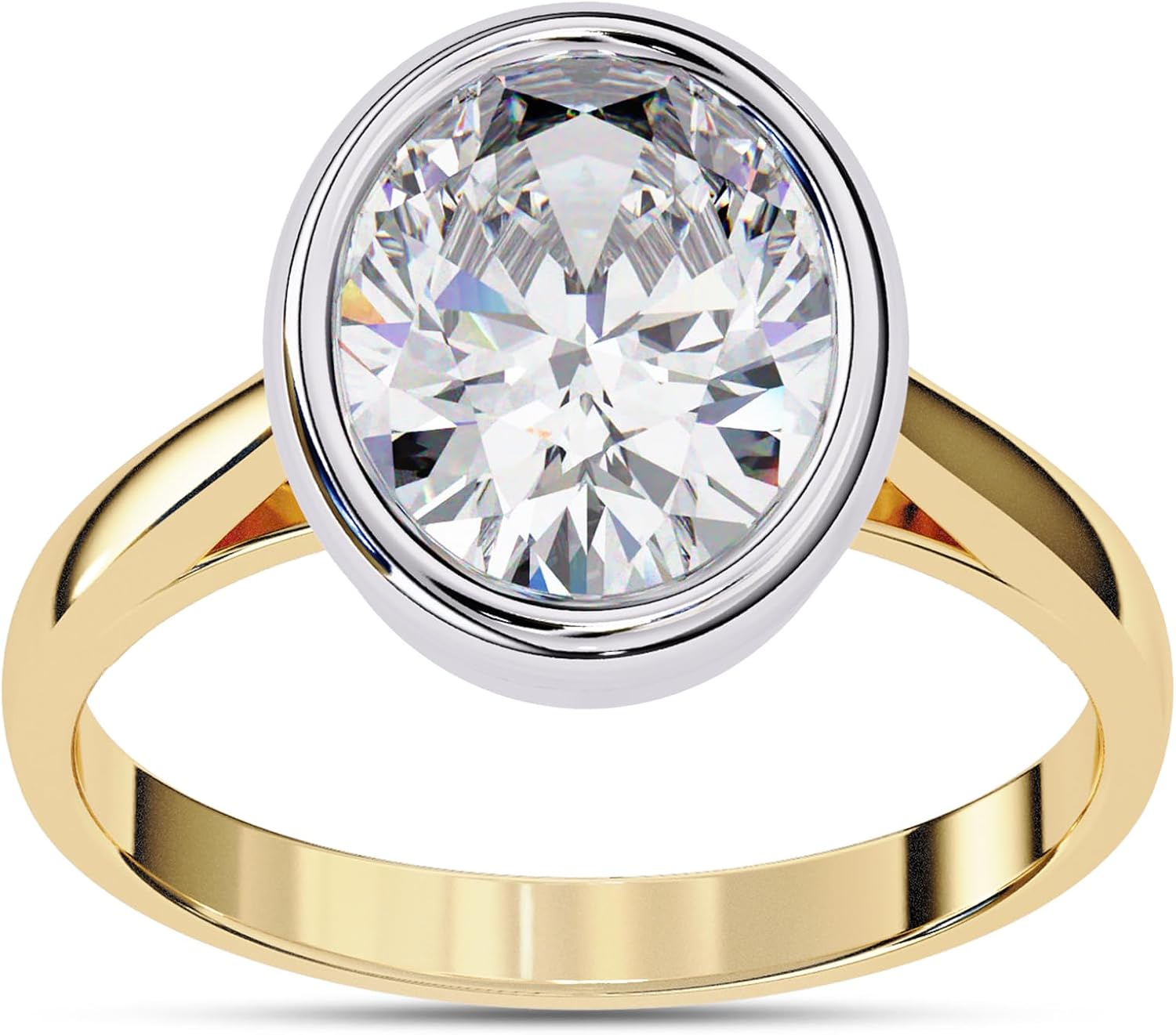 SAVEARTH DIAMONDS Solitaire Engagement Rings for Women 10x8mm Oval Cut Lab Created Moissanite Wedding Anniversary Promise Ring in 10K / 14K Solid Gold or 14K Gold Plated 925 Sterling Silver