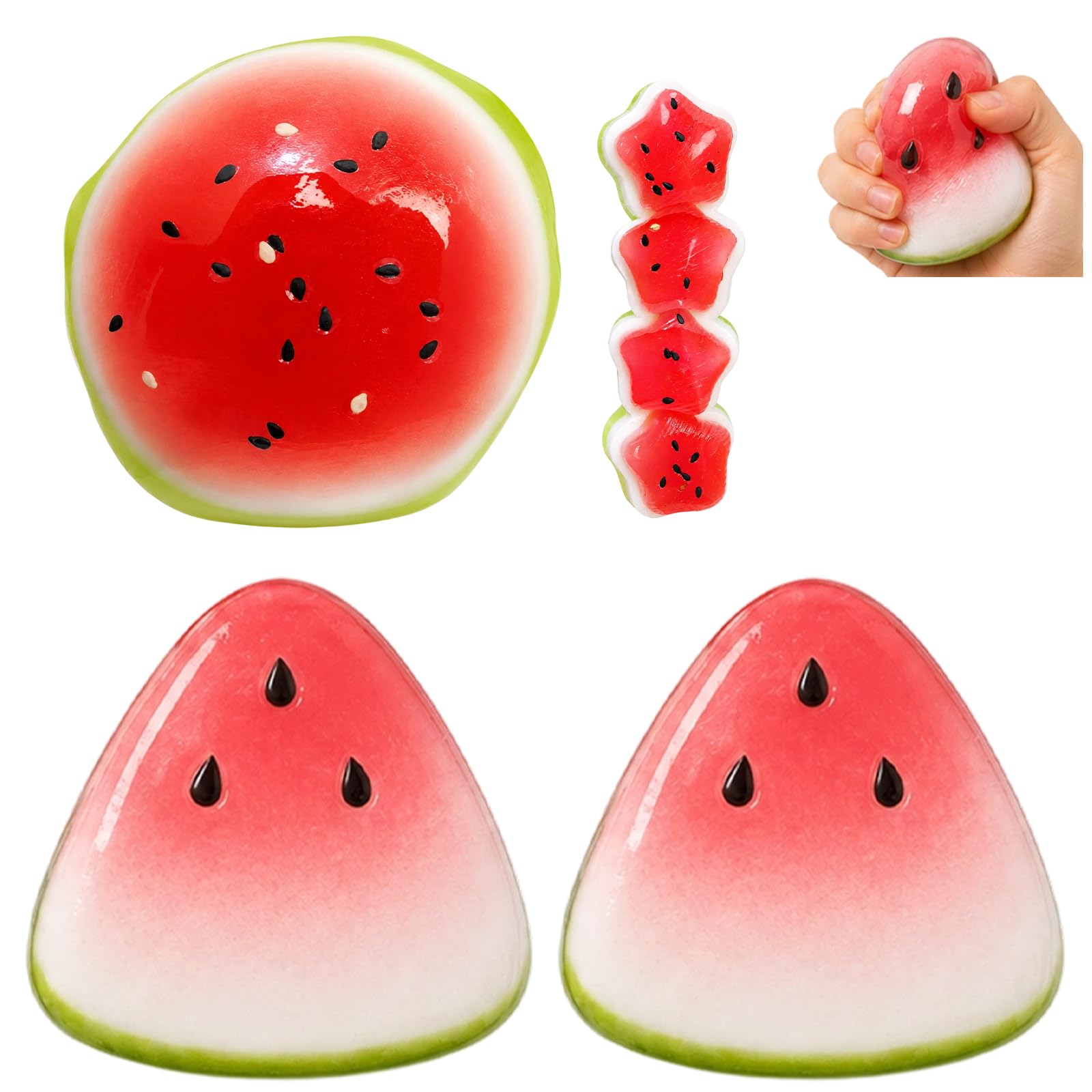 suction 4 PCS Watermelon Squishy, Fruit Squishies, Adorable and Diverse, Ideal for Home, Office Desk Decor and Decoration Enthusiasts, Watermelon-inspired Shapes