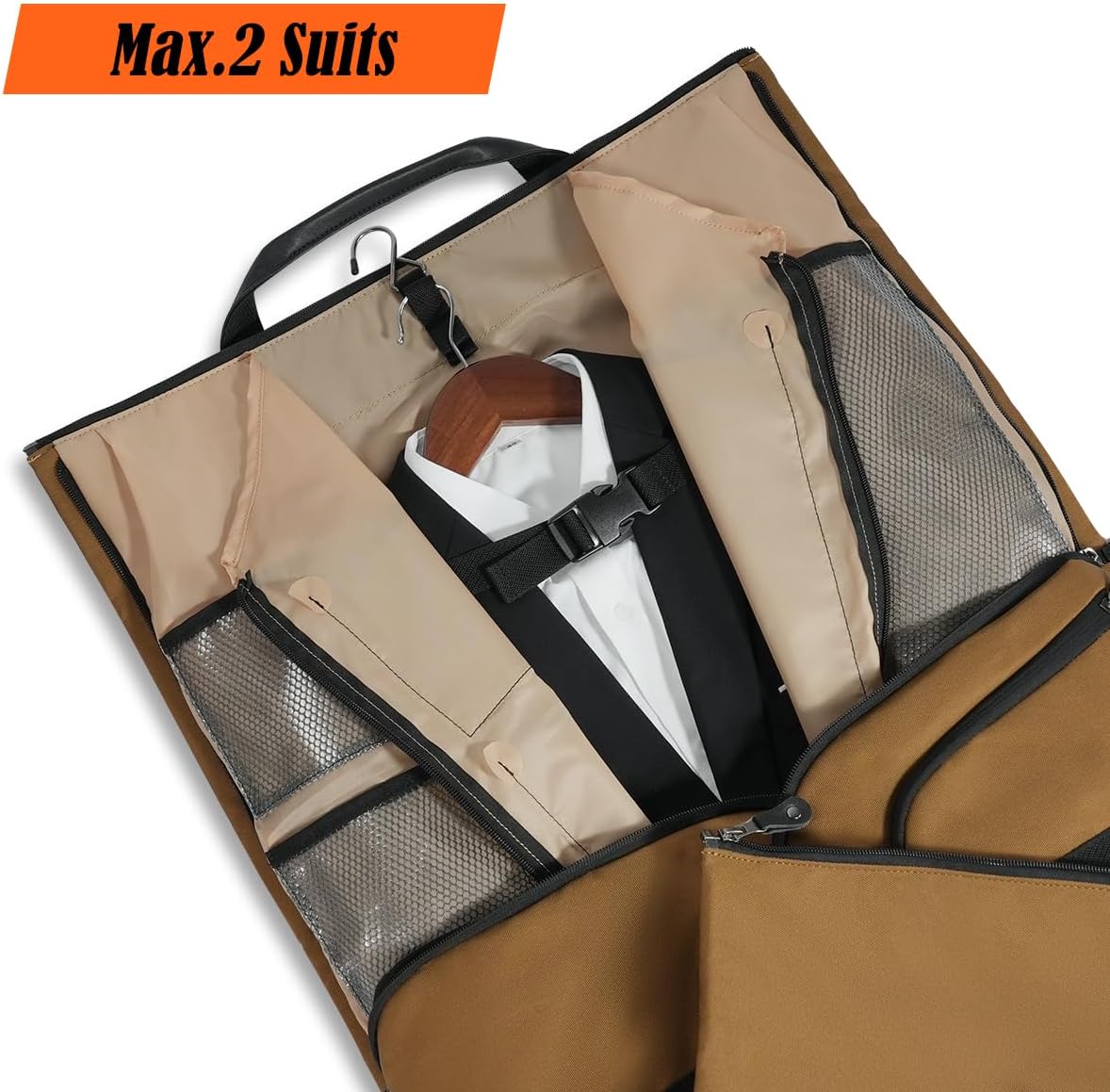 WELKINLAND 2-Suit Garment Duffle Bags for Travel Men, 60L-Large Carry on Garment Duffel Bag, Convertible Garment Duffel Bag w/Shoe Compartment, Foldable Garment Bags for Hanging Clothes Travel - Image 4