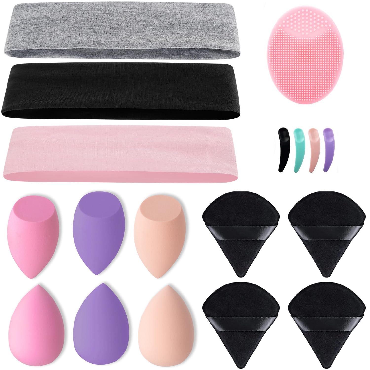 Tecerrity Makeup Blenders Sponges Set- 18Pcs Makeup Sponge Face Puffs Women Beauty Cosmetic Applicator for Powder Cream Liquid
