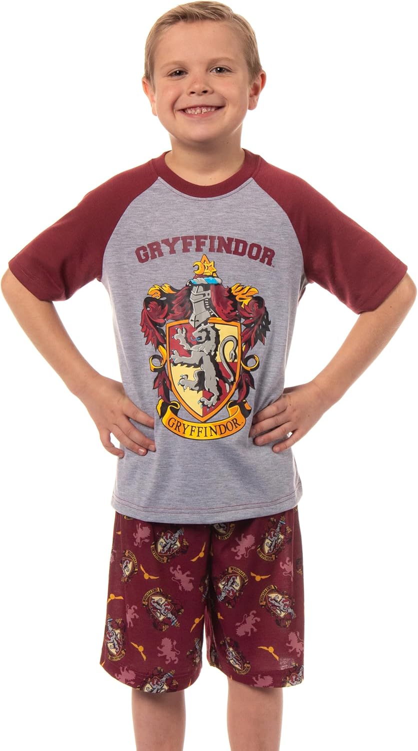 Harry Potter Boys' Hogwarts All Houses Sleep Pajama Set Shorts