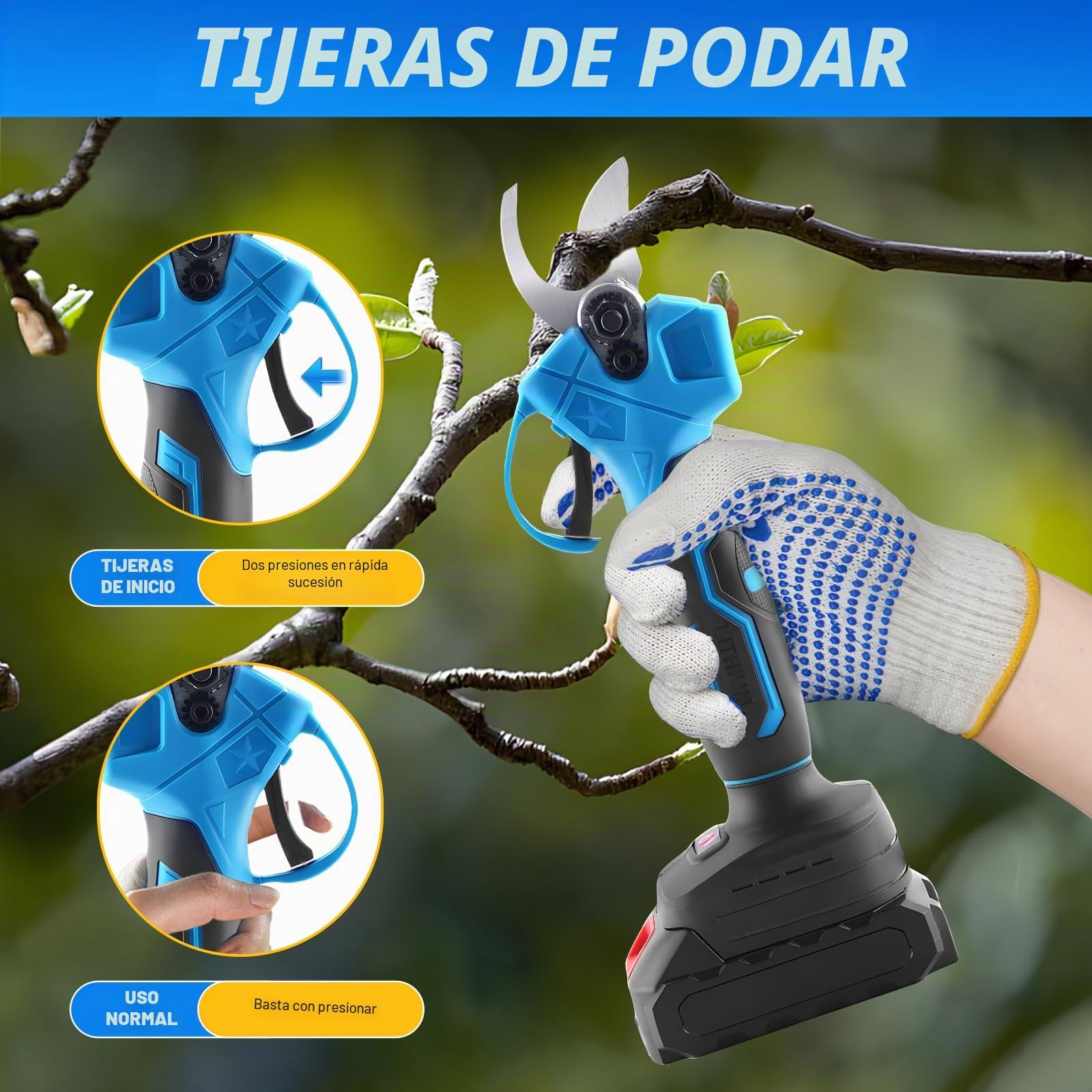 Tijeras De Podar, Tijeras De Podar Electricas, Kit Motosierra Bateria, 2 BateríAs De 48v 2000mah, Viene Con Cadena Y Tijeras.