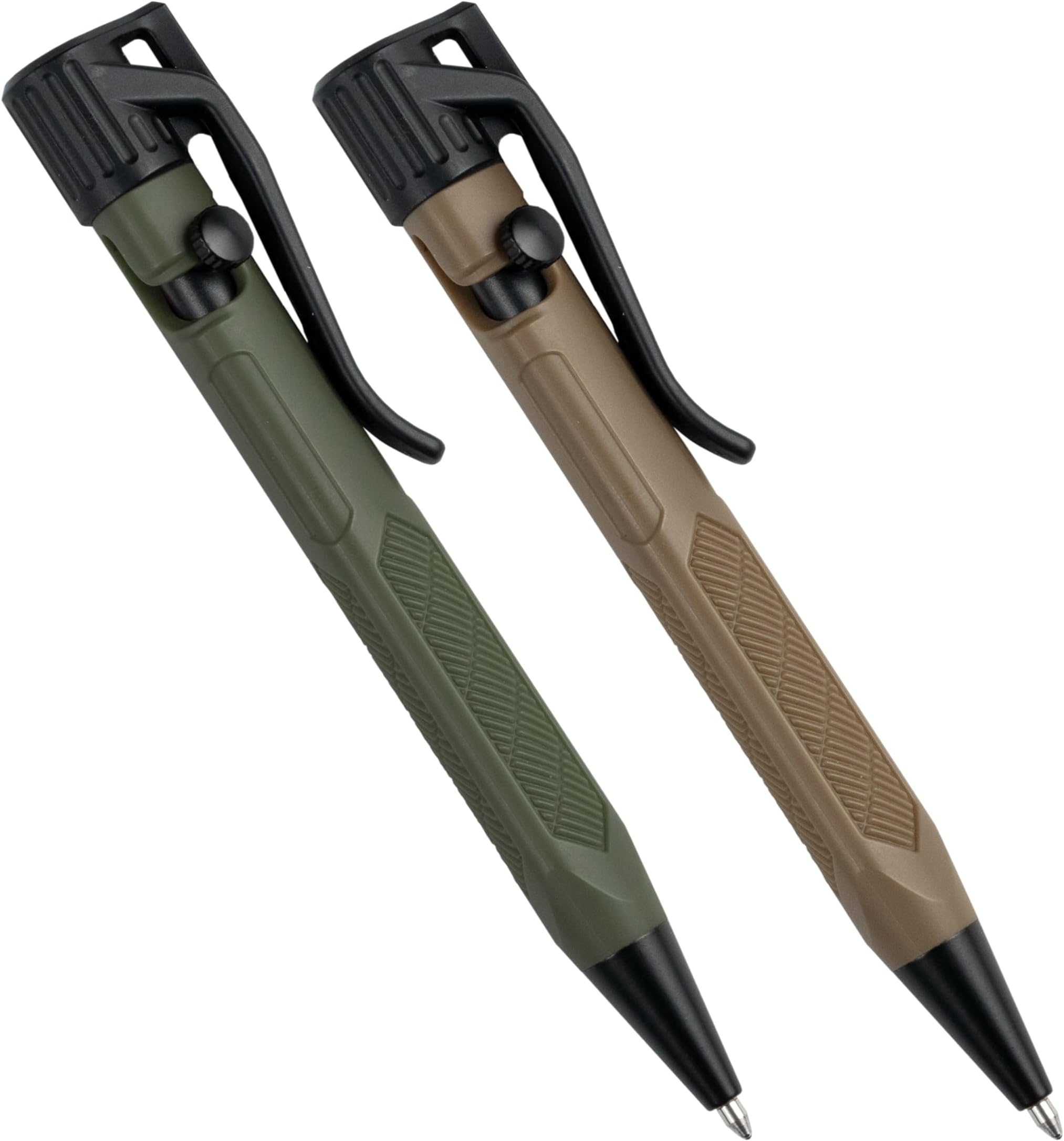 Weatherproof Olive Drab and Flat Dark Earth Mini Bolt-Action Pens - Black Ink, 2 Pack (No. TAC20)