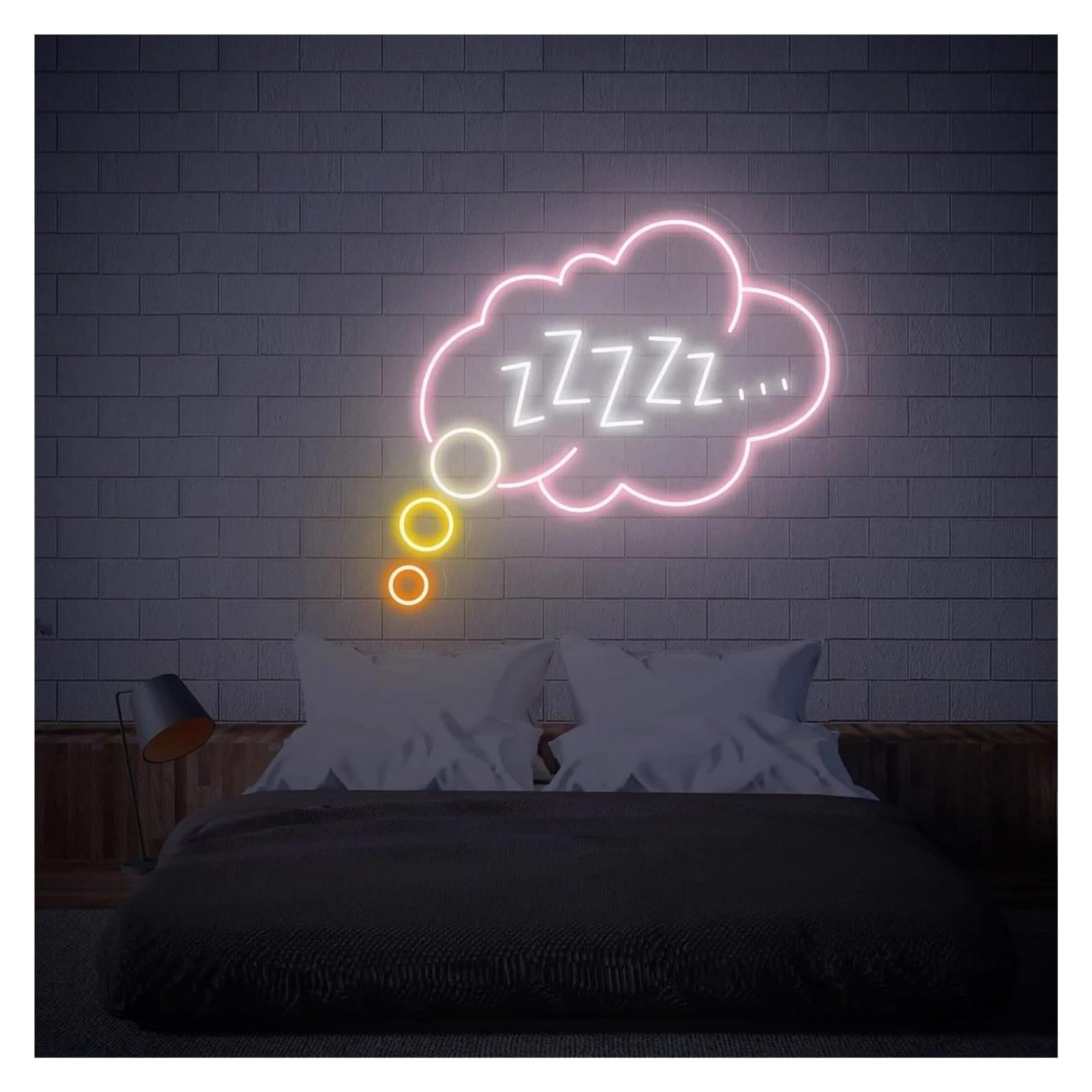 LEMST Signs Lamp Goodnight Sleeping Zzzz Neon Signs USB Powered Adjustable Brightness Bubble Neon Lights Suitable for Wall Decor(F,45cm)