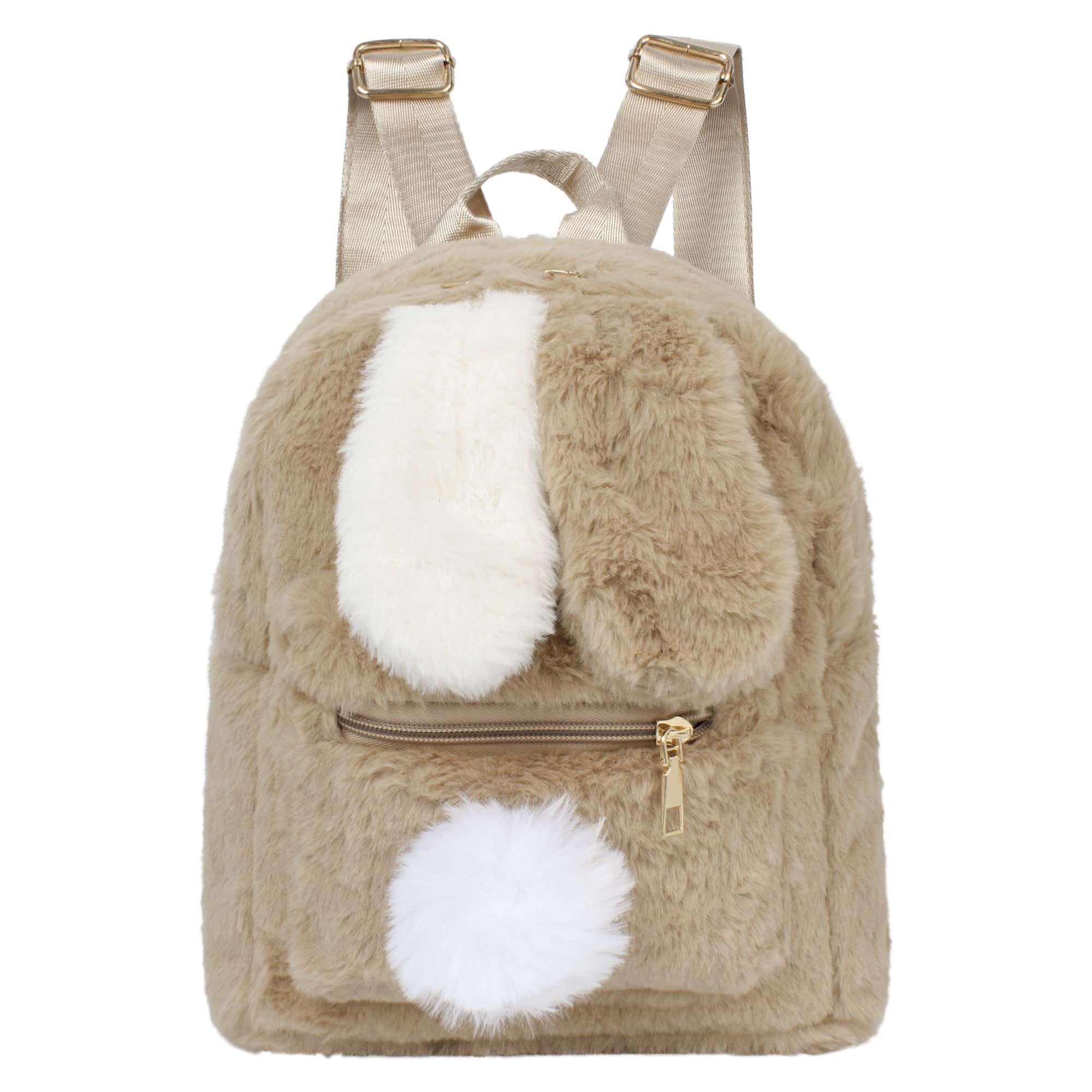 Women Girls Mini Backpack Cute Fluffy Plush Rabbit Ears Backpack Casual Shoulder Bag Satchel Purse Small Rucksack Travel Daypacks
