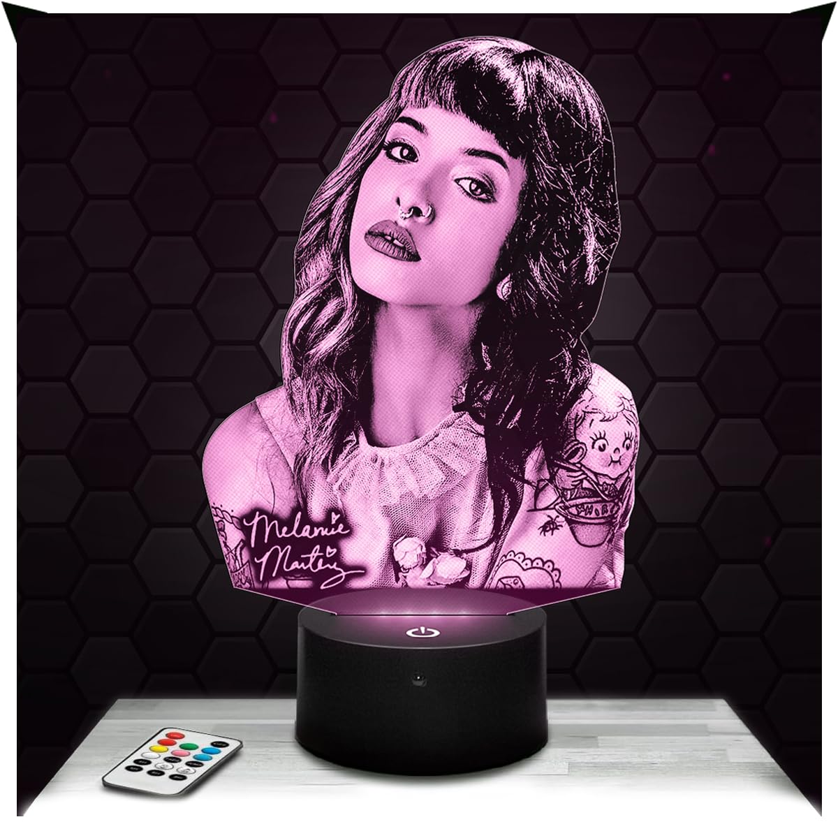 Lampephoto.fr - 3D Lamp M. Martinez American Actress Director, Touch LED Night Light, 3D Hologram Effect, Christmas Birthday Gift Idea for Men Women, Bedroom Decoration Object