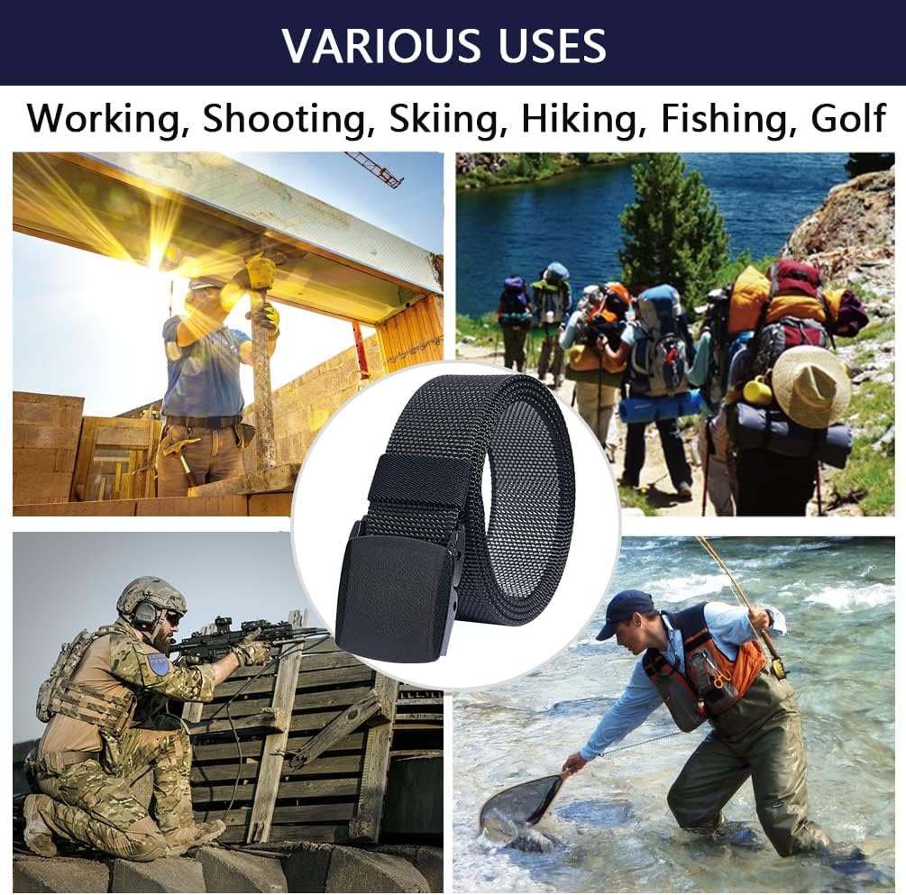 LionVII Mens Casual Belts Web - 2 Colors in 1 Reversible with YKK Plastic Buckle - Adjustable Trim to Fit 27-49" Waist - Image 7