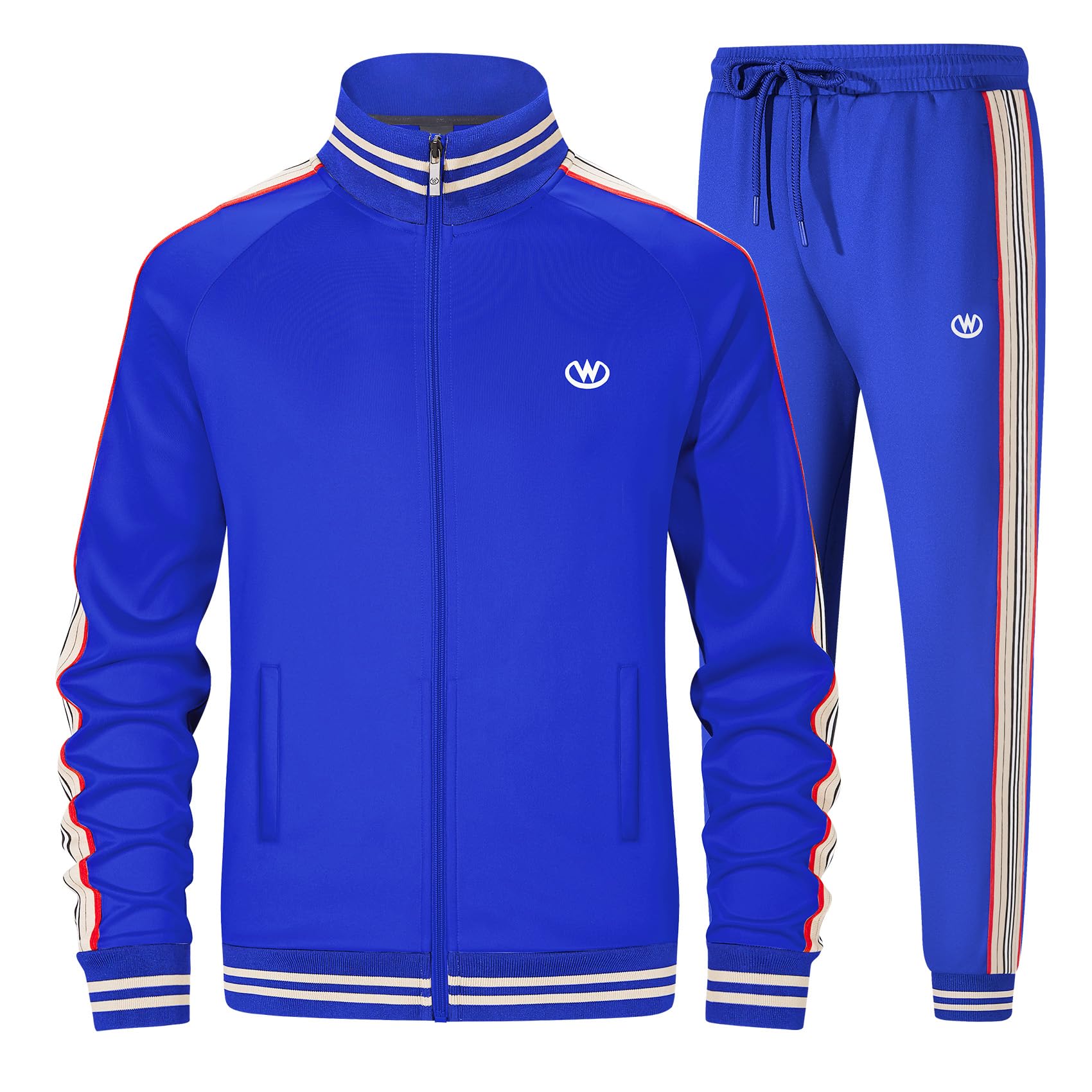 W JIANWANG Męski dres treningowy, dres do joggingu, strój sportowy, 2-częściowy, swobodny, sportowy jogging