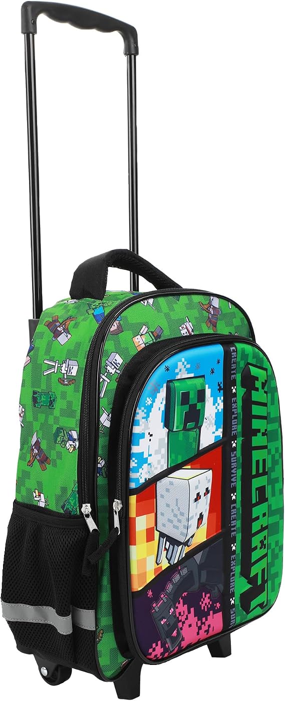 Bioworld Minecraft Rolling 16 Backpack with Adjustable Handle