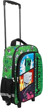 Bioworld Minecraft Rolling 16 Backpack with Adjustable Handle
