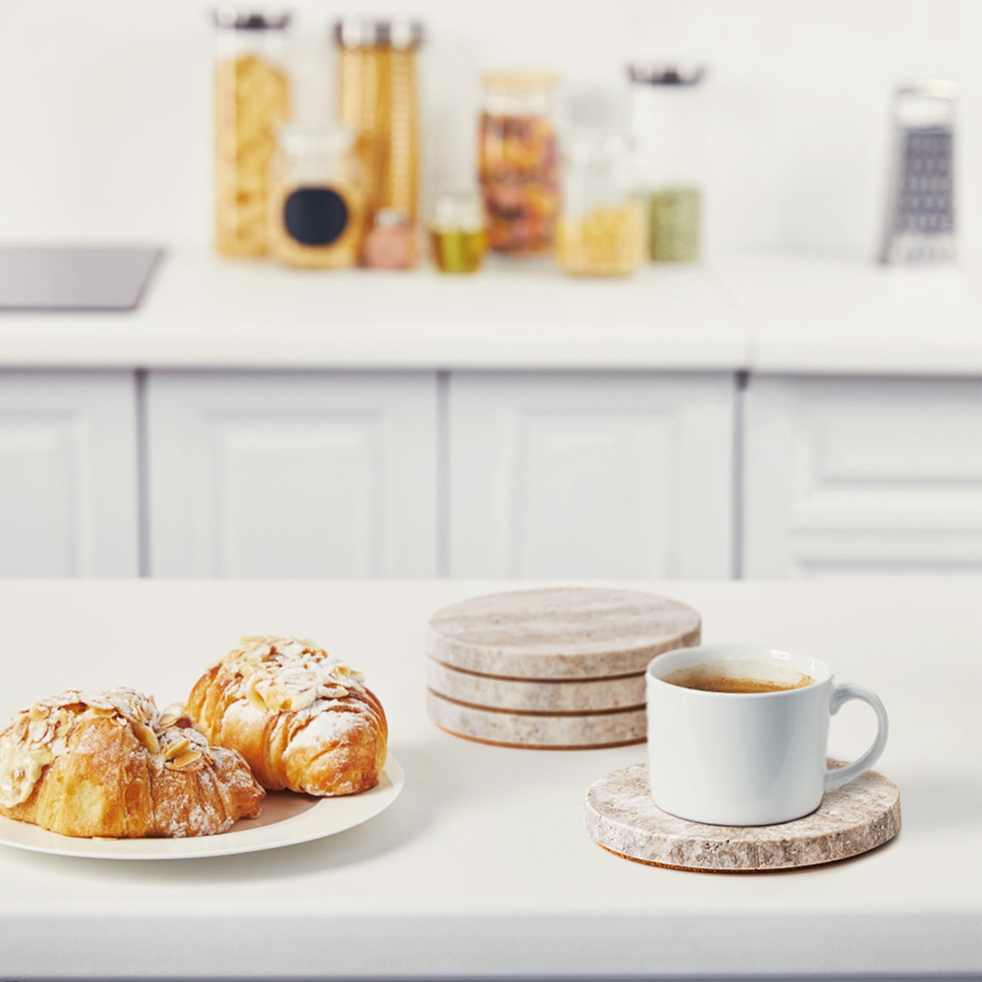 Set di 4 sottobicchieri in marmo per bevande, decorazione moderna per la casa per caffè, pietra di marmo naturale, per inaugurazione della casa, feste, hotel, Natale, anniversario, grigio