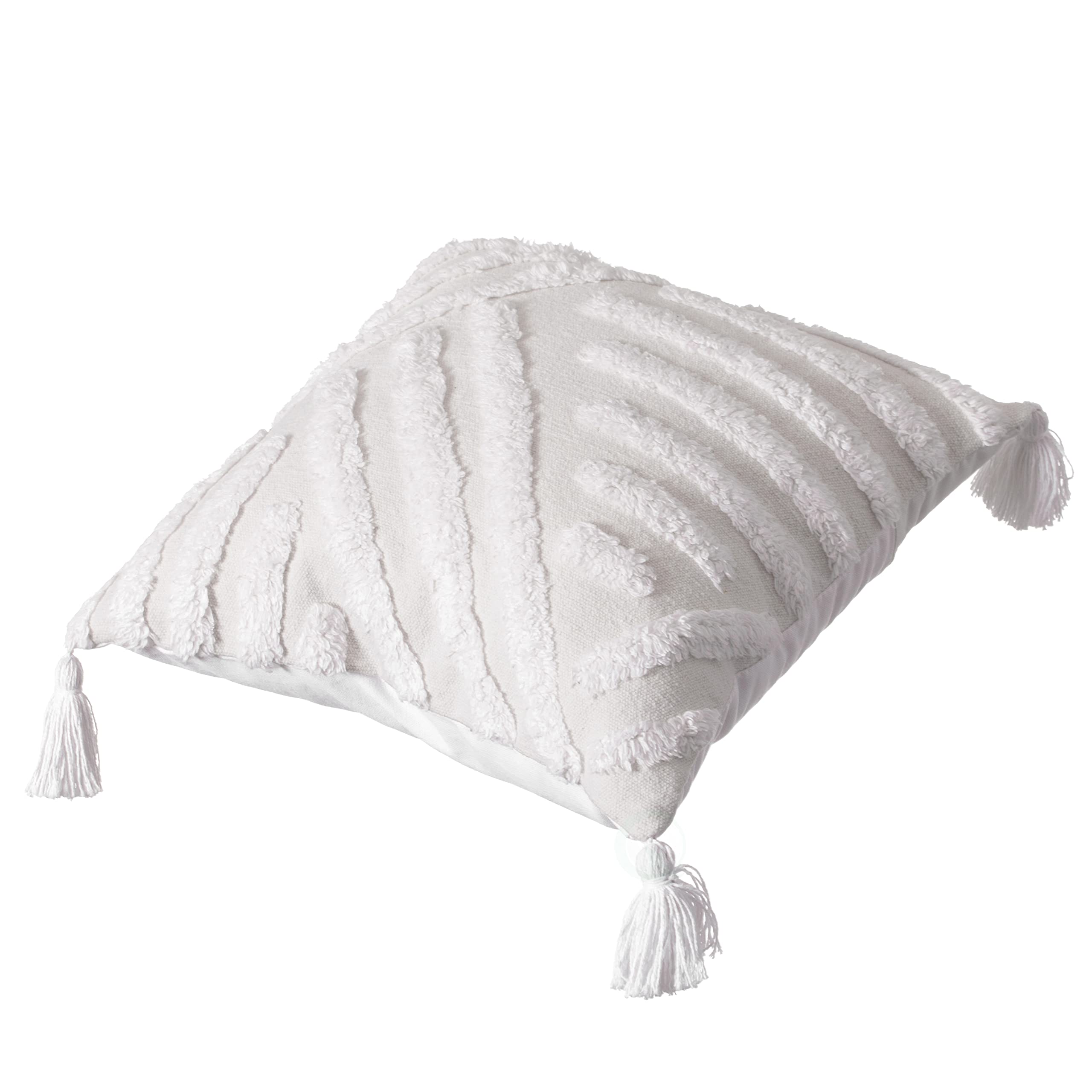 Lot de 2 Coussins d'Extérieur en Coton Rectangulaire 35 x 50 cm avec Franges Vert Maba