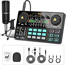 MAONO Podcast Equipment Bundle Audio mixer All-in-One Podcast Production Studio with 3.5mm Microphone for Live Streaming, Recording, PC, Smartphone, DJ MaonoCaster Lite AU-AM200-S1