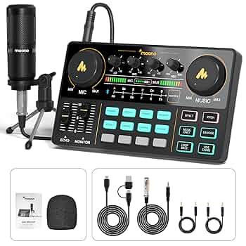 DJ機材 MAONO MAONOCASTER LITE (AU-AM200-S6) Amazon.com: MAONO Podcast Equipment Bundle Audio mixer All