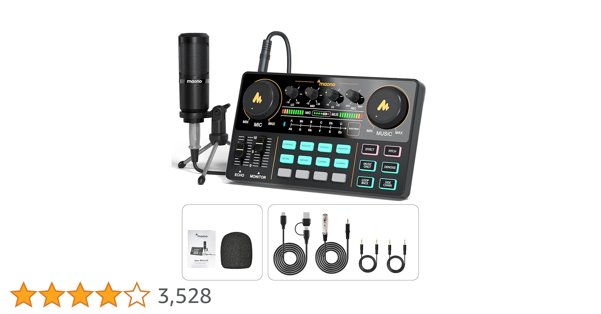 【美品】MAONO CASTER LITE AU-AM200-S1 BLACK MAONO Caster Lite AU-AM200-S1 All-in-One Podcast Equipment