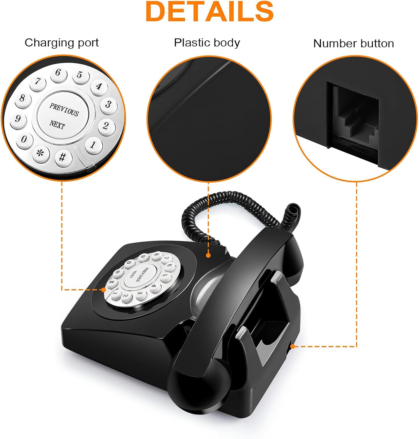 Retro Audio Guest Book Phone for Wedding & Events - Record & Save Guest Messages, Rechargeable, Easy to Use, Perfect for Baby Shower, Birthday Parties image 4