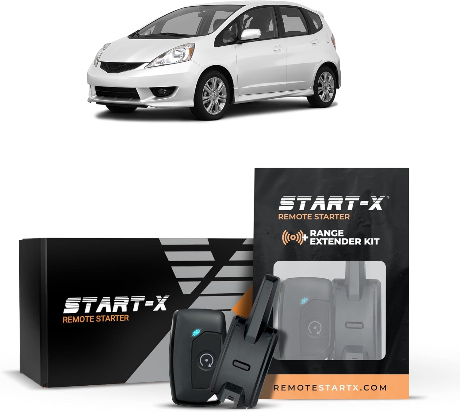 Start-X Remote Starter Kit + 3000ft 2 Way Range Extender for Honda Fit (2009, 2010, 2011, 2012, 2013, 2014) Vehicles with Key Ignition