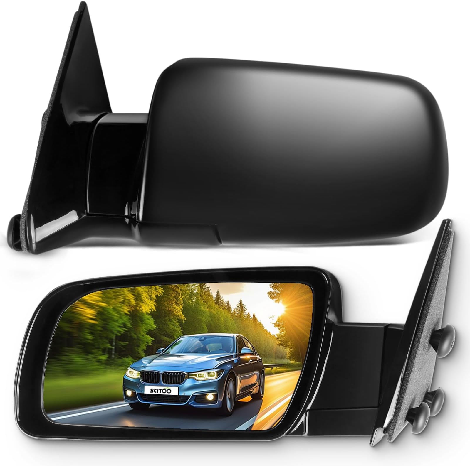 SCITOO Side View Mirrors Fit for 1988-1999 For Chevy C1500 C2500 C3500 For Chevy K1500 K2500 K3500 1995-2000 For Chevy Tahoe Manual Folding adjustment 15036360 GM1321122, GM1320122