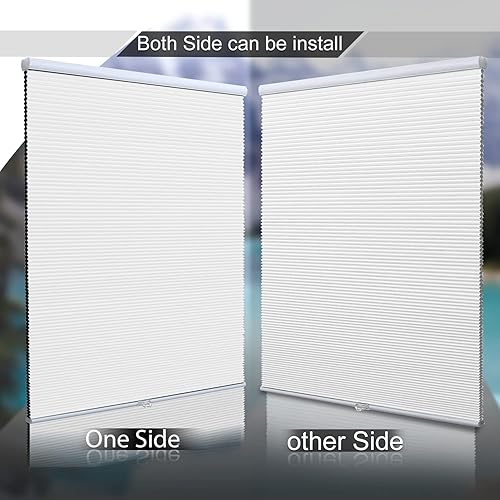 Miniatura 5 de Persianas celulares opacas sin cordones con panal para ventana, persianas para ventana y puerta, hogar y oficina, color blanco, 35 pulgadas de ancho