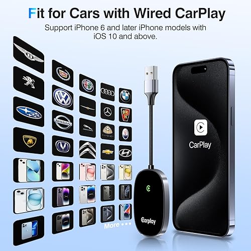 Miniatura 6 de Vevavi Adaptador inalámbrico CarPlay 2024 actualizado, convierte CarPlay con cable de fábrica a inalámbrico, adaptador inalámbrico Plug and Play Car