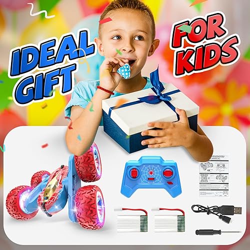 Miniatura 6 de VRG Spider - Autos de control remoto para niños de 3, 4, 5, 6, 7, 8 años, 360 Flip 4WD RC Stunt Cars con 2 baterías y faro, juguetes para niños y