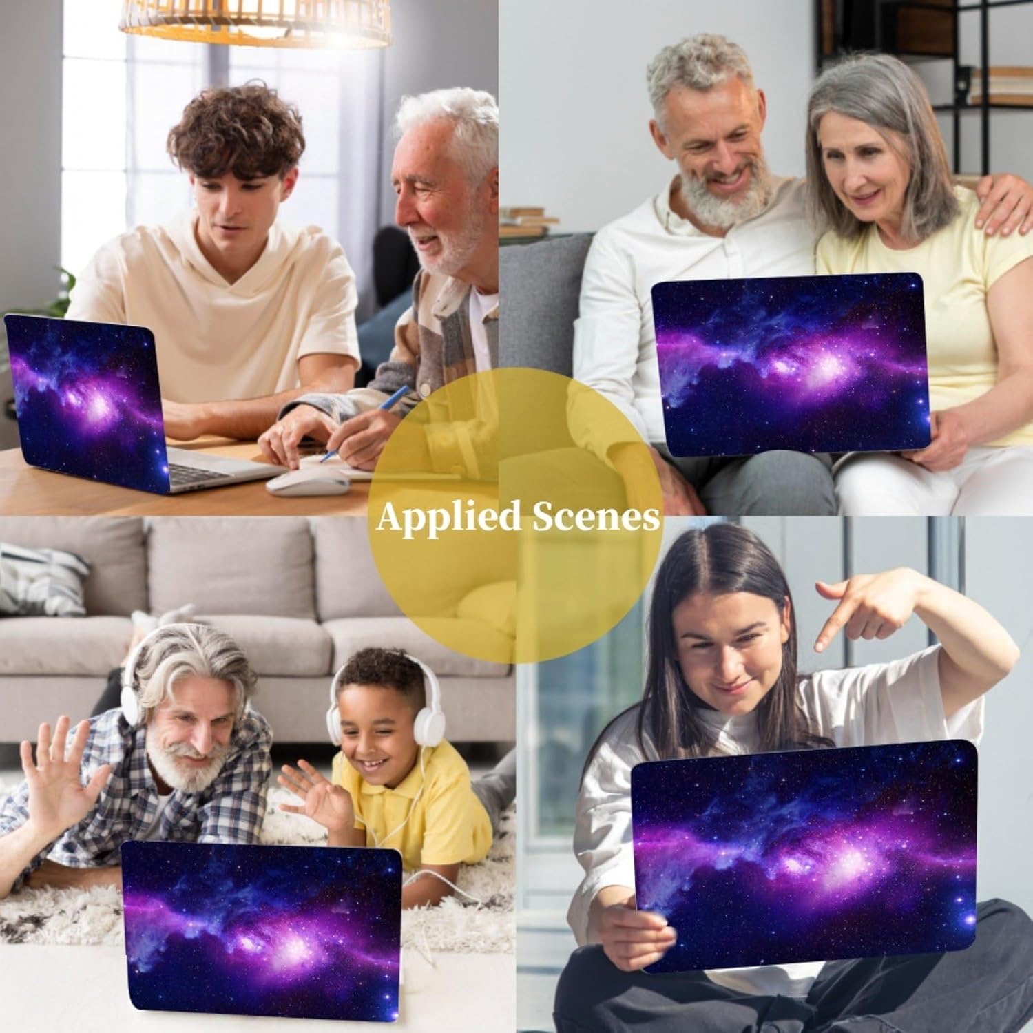 Sturdy Laptop Case Compatible with MacBook Pro 13 Inch 2020 2019 2018 2017 2016 Release A2338 A2289 A2251 A2159 A1989 A1708 A1706, Plastic Shell Cover Case & Keyboard Skin, Black Purple Aurora