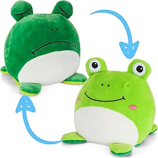 Reversible Plushie Cute Frog Stuffed Animal Plush Toy, Soft Double-Sided Flip Gifts for Stress Relief, Show Your Mood Without Saying a Word!