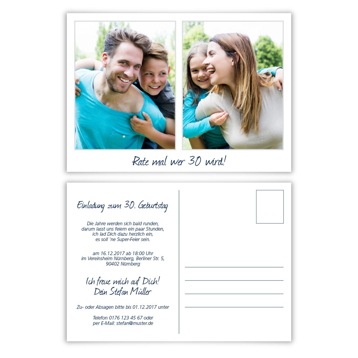 Personalisierte Geburtstagseinladungen – Selbst Gestalten Mit Foto & Text, 148x148 Mm, 300 G/qm