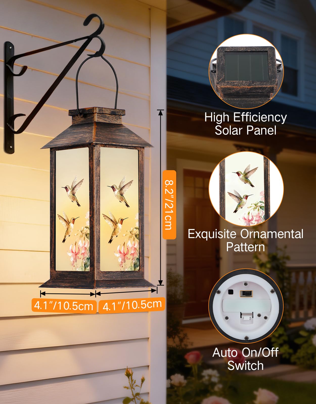 Lanterne Solaire Extérieure Étanche, Lampe Suspendue LED Colibri, Décoration Jardin en Plastique pour Cour, Terrasse, Pelouse, Chemin, Cadeau pour Femmes, Maman, Grand-Mère