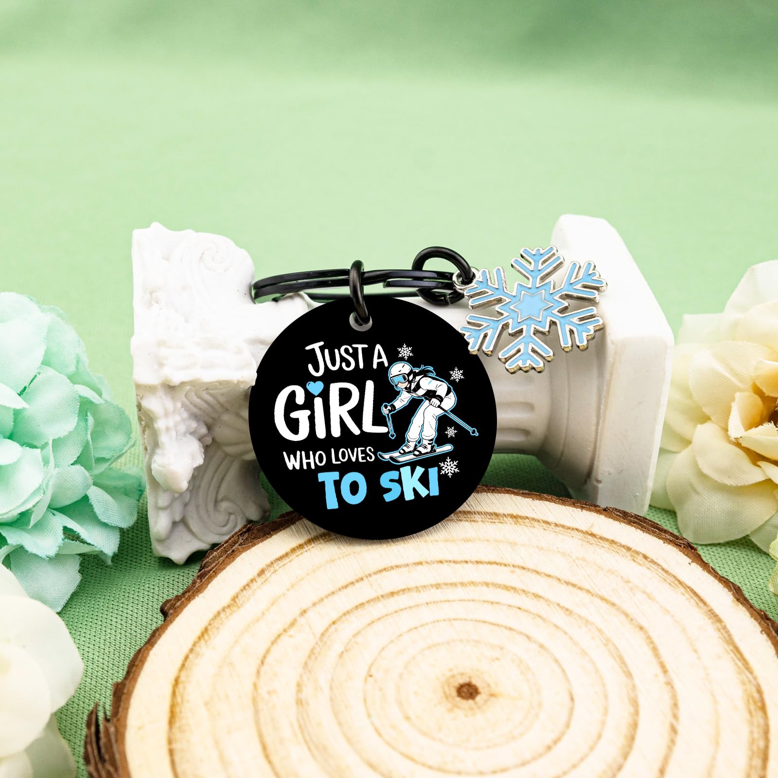 Ski Gifts for Women Skiing Accessories Best Gifts for Skiers Snowboarding Gift for Girls Friends Sister Daughter Coworker Birthday Gift Ideas Funny Keychain for Girls Just A Girl Who Loves to Ski
