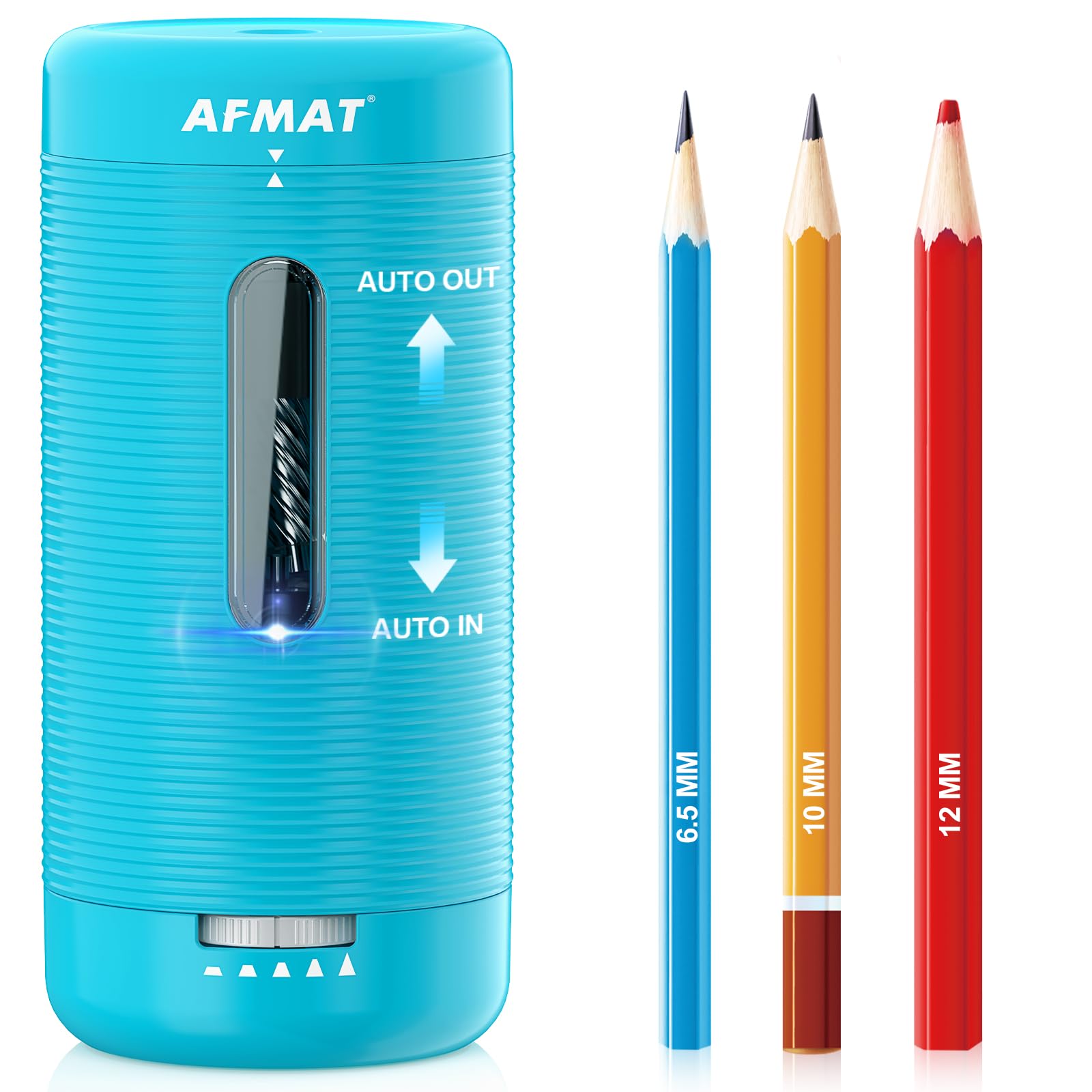 AFMAT Electric Pencil Sharpener, Fully Automatic Pencil Sharpener, Auto in & Out, Rechargeable Hands-Free Sharpeners for Jumbo & Colored Pencils (6.5-12mm), Portable for Home/Classroom/Office PSC2