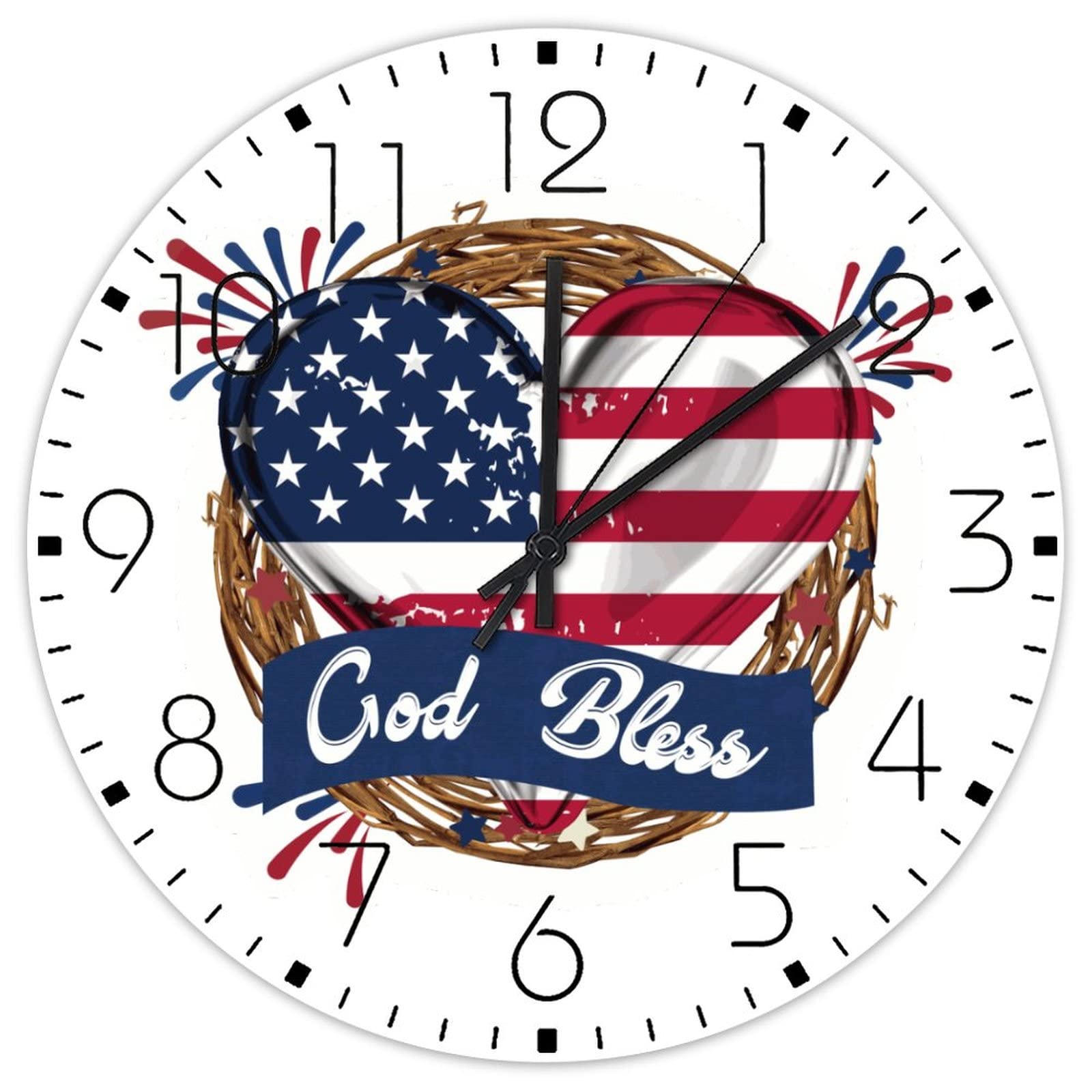 Horloge murale en bois vintage drapeau américain pour décoration de bureau rustique