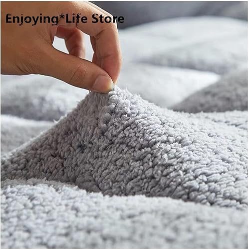 Miniatura 5 de wsqlh Colchón suave de tatami de cordero y cachemira para adultos, cubrecolchón grueso y cálido con correas, colchón de cama tamaño individual,