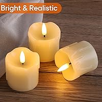 Vista 3 de Eywamage Velas votivas sin llama de cera de color marfil con pilas remotas, 2 x 2 pulgadas, pequeñas velas LED parpadeantes, juego de 6