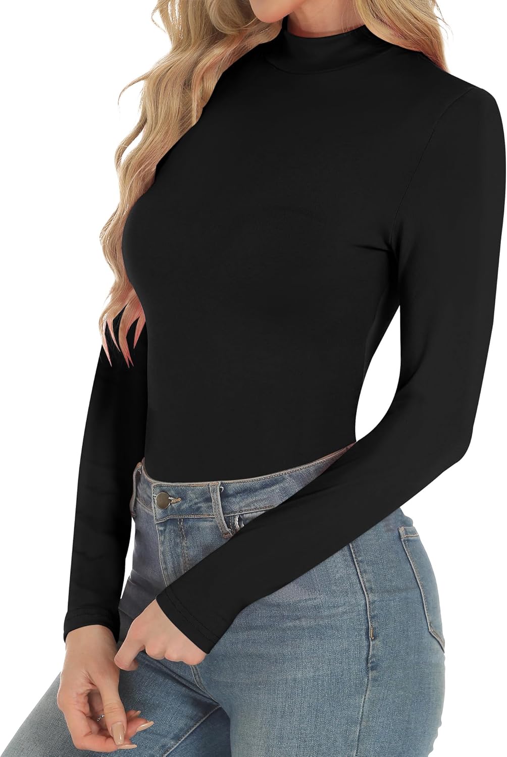 YOGINGO Women's Mock Turtle Neck Long Sleeve Bodysuits Fleece Lined Classic Going Out Body Suits Leotards for Women - Image 3