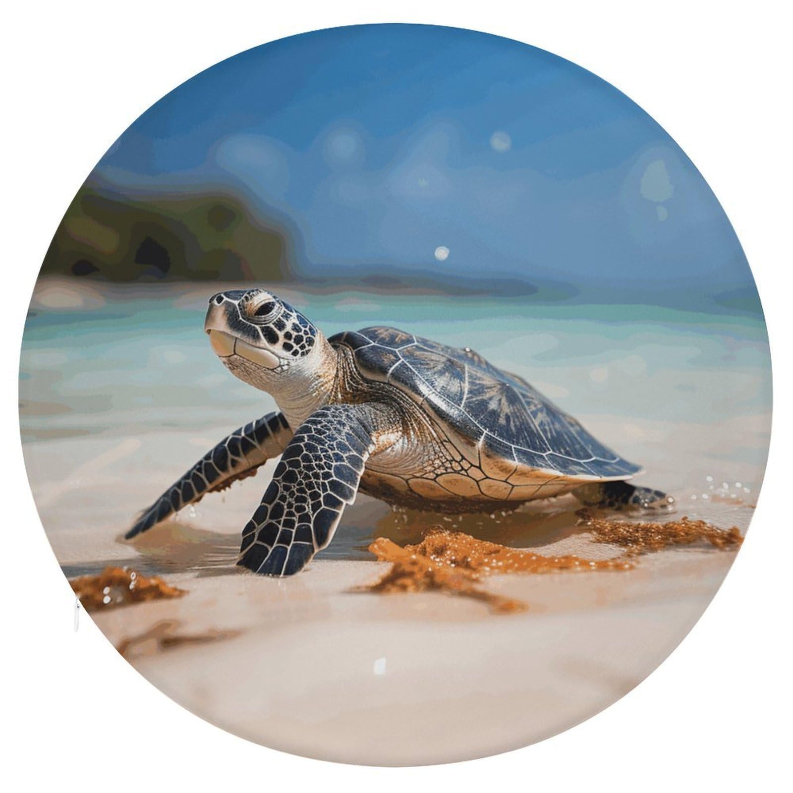 Adfgyerh Style Sea Turtle On The Beach Cushion Memory Foam Pillow Core，Seat Cushion Detachable Design，Chair Cushions Suitable For All Seasons, And Can Be Used In Offices, Dining Rooms, Homes, And Other Settings.