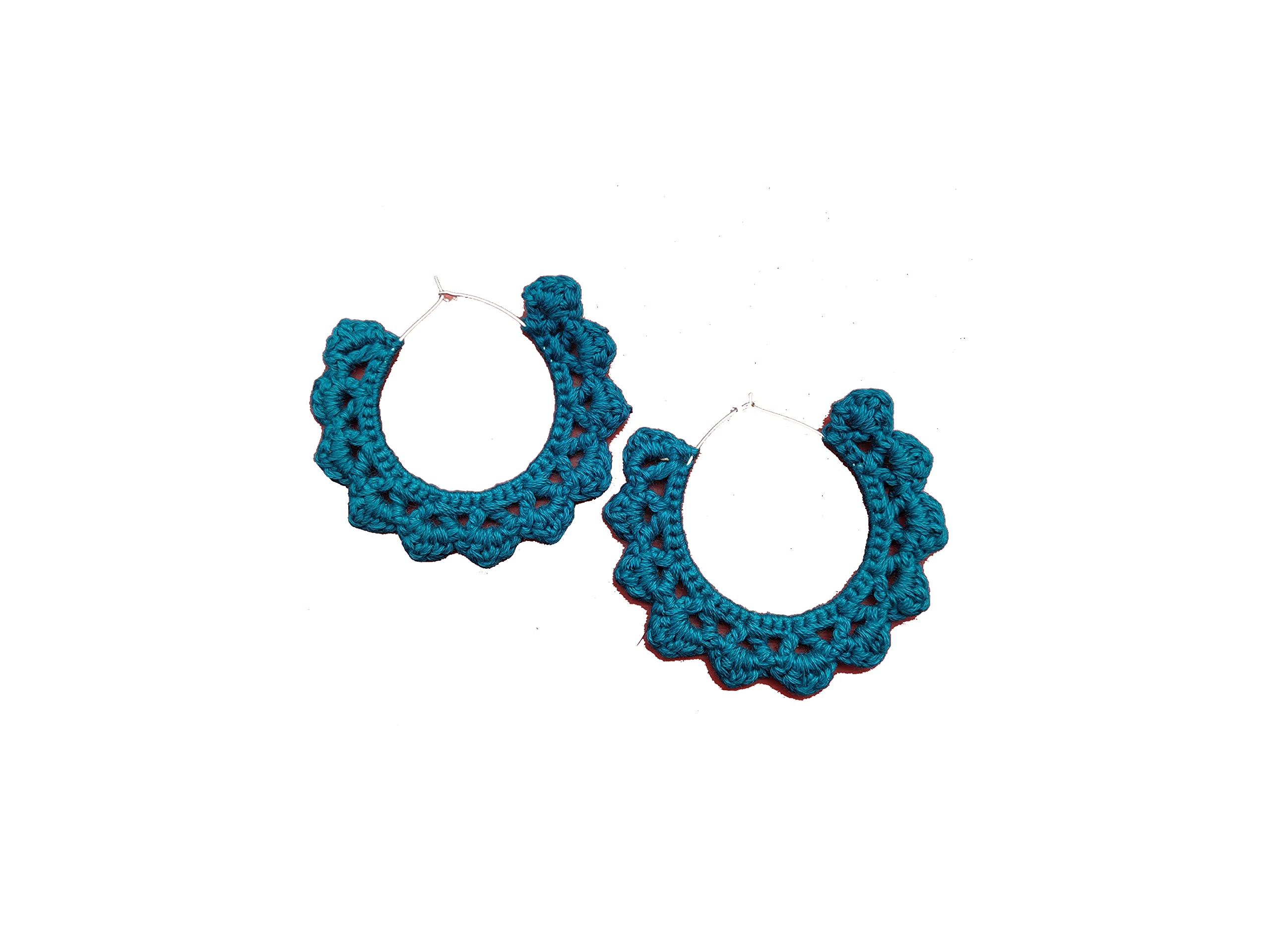 Teal crochet cotton thread boho chandbali, jhumki, fan hoop earrings for women and girls handmade earrings with silver hoops (B09NLX465W) Amazon Price History, Amazon Price Tracker