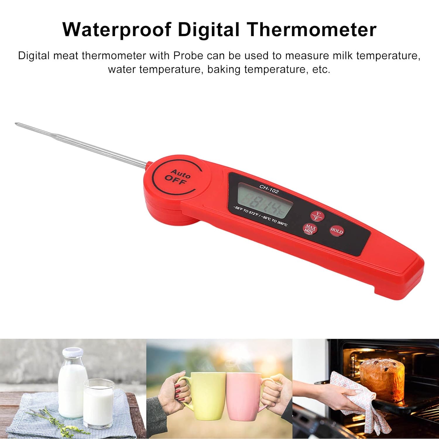 Review Digital Meat Thermometer IP66 Waterproof Kitchen Instant Read