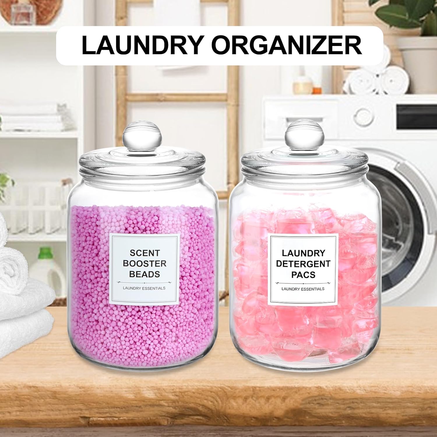 2 Pack Half Gallon Glass Jars with Lids, Large Glass Cookie Jars, 1/2 Gallon Apothecary Canisters for Kitchen, Pantry, Laundry Room - Image 6