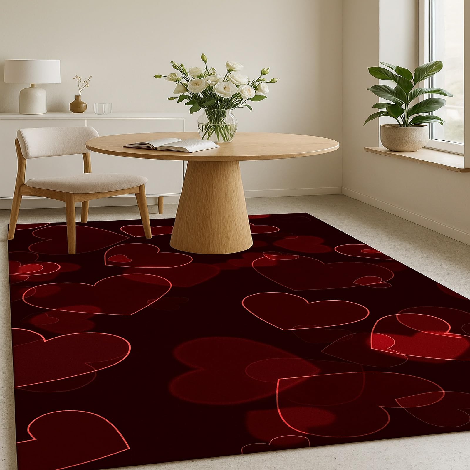 Tapis rouge moderne 110x180 cm à poils courts facile à nettoyer