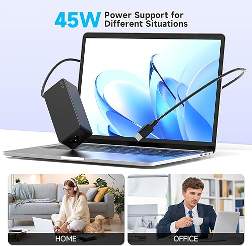 Miniatura 7 de Cargador universal USB-C para portátil de 45 W compatible con HP Chromebook X360 11/12/14, compatible con Lenovo Acer Google Asus y Samsung ct-x636f