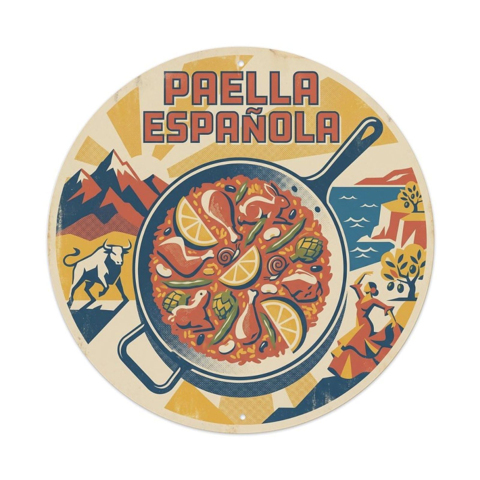 Paella Festival Silkscreen Travel Spanish Food Culture Metal Tin Sign