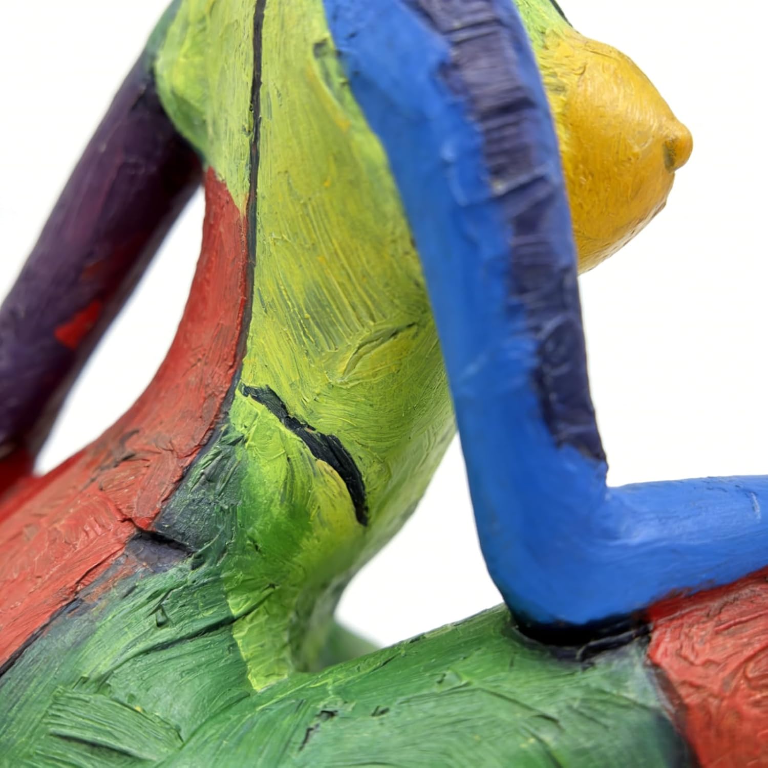 Vibrant Abstract Human Figure Sculpture, 11.89 inch Colorful Modern Art Decor Statue for Home Office Living Room, Hand-Painted Resin Figurine with Black Base, Unique Gift Idea