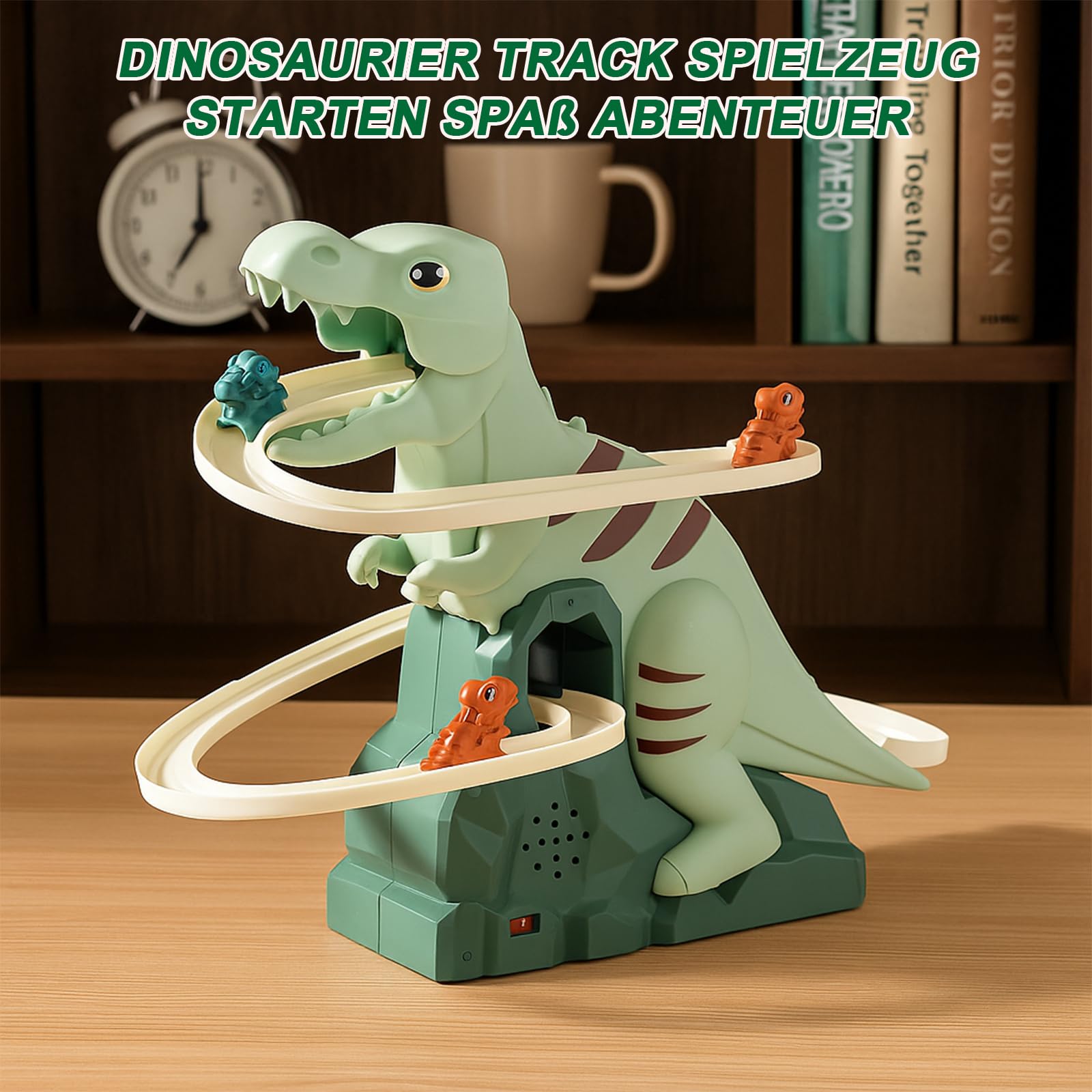 Dinosaurier Spielzeug Elektronischer Slide Mit Lichtern Und Kinder Musik - Kinder Achterbahn Spielzeug, Slide Track mit 3 Dinosauriern, Dinosaur Climbing Roller Coaster Toy FüR Kleinkinder, Spiele