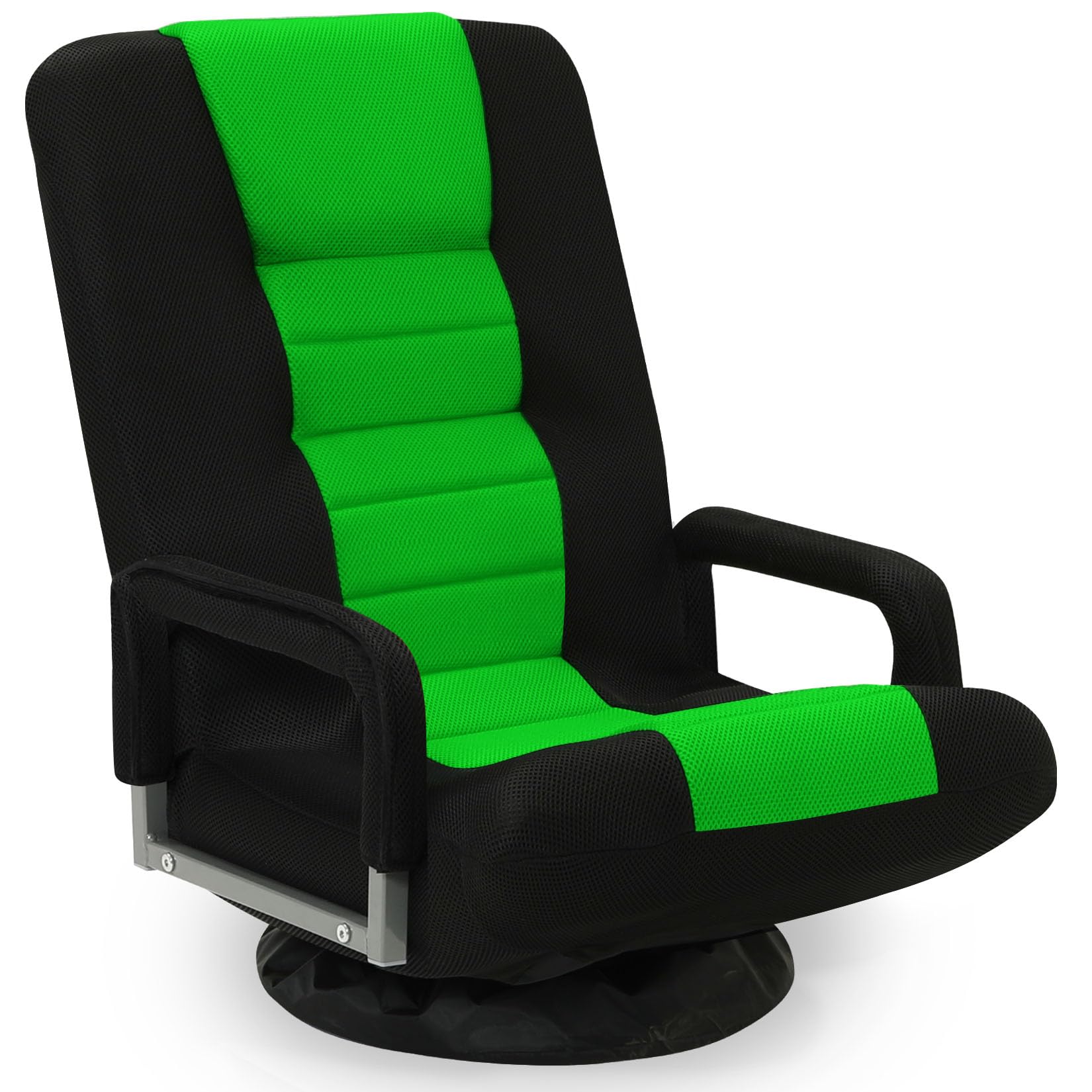 Swivel Floor Gaming Chair w/Armrests,Folding Video Reclining Sofa w/6 Adjustable Position, Padded Backrest & Cushion, Lazy Lounger Couch for E-Sports, Reading, Relaxing, Watching TV, Green